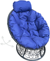 Кресло садовое M-Group Папасан пружинка мини / 12090410 (черный ротанг/синяя подушка) - 