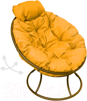 Кресло садовое M-Group Папасан пружинка мини / 12080211 (коричневый/желтая подушка)