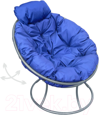 Кресло садовое M-Group Папасан пружинка мини / 12080310 (серый/синяя подушка)