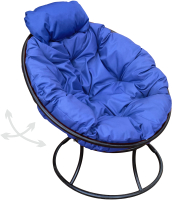 Кресло садовое M-Group Папасан пружинка мини / 12080410 (черный/синяя подушка) - 
