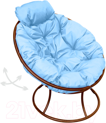 Кресло садовое M-Group Папасан пружинка мини / 12080203 (коричневый/голубая подушка)