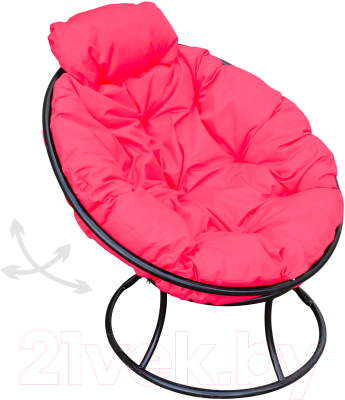 Кресло садовое M-Group Папасан пружинка мини / 12080408 (черный/розовая подушка)