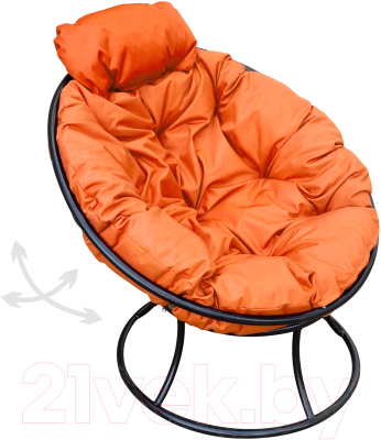 Кресло садовое M-Group Папасан пружинка мини / 12080407 (черный/оранжевая подушка)