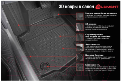 Комплект ковриков для авто ELEMENT ELEMENT3DAN0327210K для Volkswagen ID.4 (3шт)