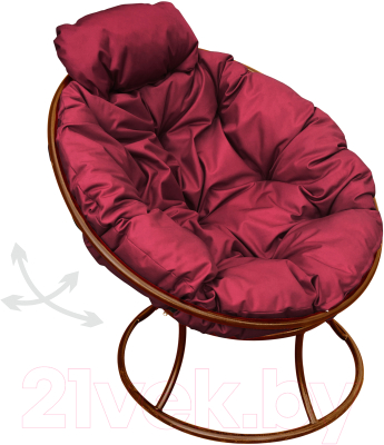 Кресло садовое M-Group Папасан пружинка мини / 12080202 (коричневый/бордовая подушка)
