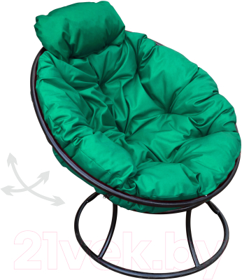 Кресло садовое M-Group Папасан пружинка мини / 12080404 (черный/зеленая подушка)