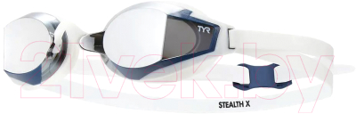 Очки для плавания TYR Stealth-X Mirrored/ LGSTLXM 658 (серебристый/белый)