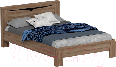 Двуспальная кровать Мебельград Соренто с подъемным ортопедическим основанием 180x200 (дуб стирлинг/кофе структурный матовый)