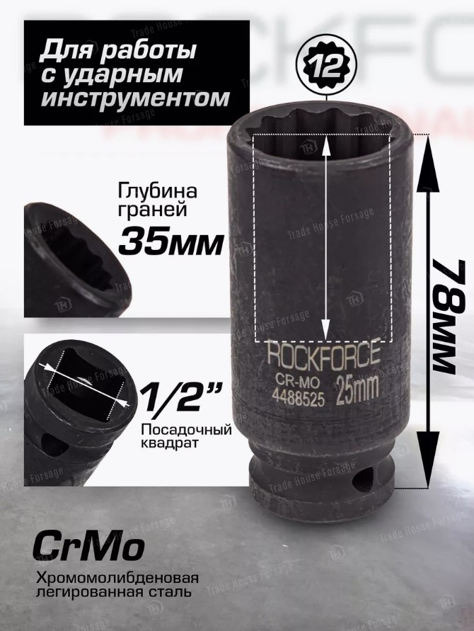 Головка слесарная RockForce RF-4488525 (54979) — фото 4