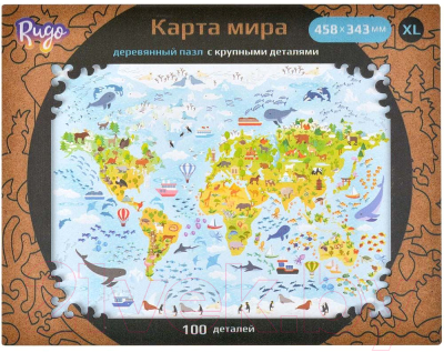 Пазл Rugo Детская карта мира / KidsMapXL (100эл)