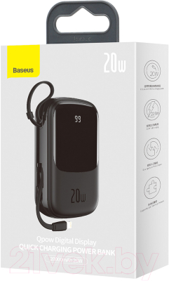 Портативное зарядное устройство Baseus Qpow Pro 20000mAh с кабелем USB - Type-C PPQD060201 (черный)
