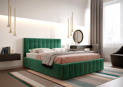 Полуторная кровать Мебельград Вена с подъемным ортопедическим основанием 140x200 (мора зеленый)