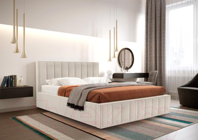 Двуспальная кровать Мебельград Вена с подъемным ортопедическим основанием 160x200 (мора бежевый)