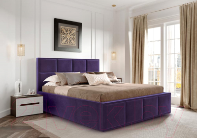 Двуспальная кровать Мебельград Октавия с ортопедическим основанием 160x200 (мора фиолетовый)