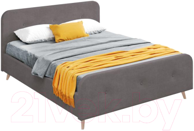 Двуспальная кровать Мебельград Сиерра с ортопедическим основанием 160x200 (торонто темно-серый)