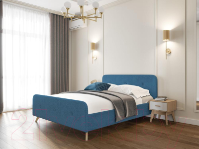 Односпальная кровать Мебельград Сиерра с ортопедическим основанием 90x200 (аура голубой)