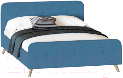 Двуспальная кровать Мебельград Сиерра с ортопедическим основанием 160x200 (аура голубой)
