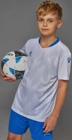 Футбольная форма Kelme Short-Sleeved Football Suit / 8251ZB3003-100 (р.150, белый/синий) - 