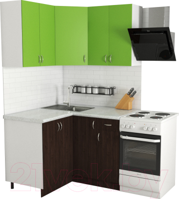 Готовая кухня Хоум Лайн Агата 1.2x1.2 (венге/зеленая мамба)