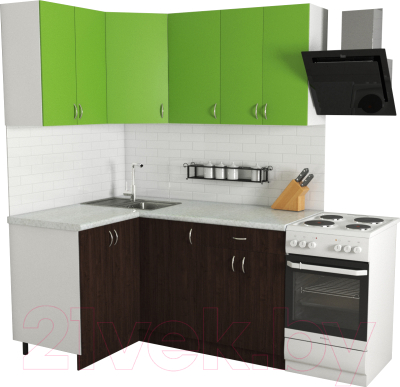 Готовая кухня Хоум Лайн Агата 1.2x1.6 (венге/зеленая мамба)