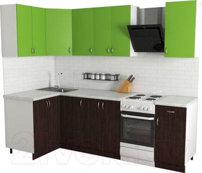 Готовая кухня Хоум Лайн Агата 1.2x2.0 (венге/зеленая мамба)