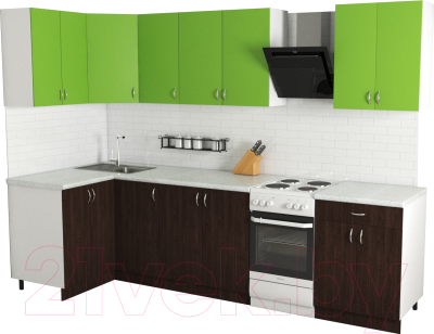 Готовая кухня Хоум Лайн Агата 1.2x2.4 (венге/зеленая мамба)
