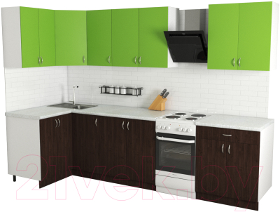 Готовая кухня Хоум Лайн Агата 1.2x2.5 (венге/зеленая мамба)