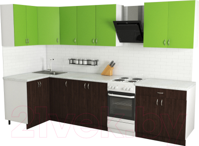 Готовая кухня Хоум Лайн Агата 1.2x2.6 (венге/зеленая мамба)
