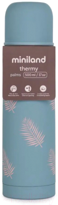 Термос для напитков Miniland Silky Thermos / 89436 (500мл, бирюзовый/пальмы)