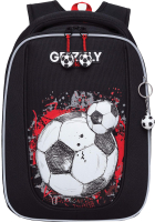 Школьный рюкзак Grizzly RAf-393-4 (черный/красный) - 