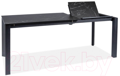 Обеденный стол Signal Metropol 120-180x80x76 (эффект черного мрамора/черный матовый)