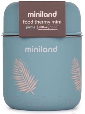 Термос для еды Miniland Terra Thermos Mini / 89443 (280мл, бирюзовый/пальмы)
