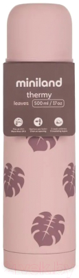 Термос для напитков Miniland Silky Thermos / 89437 (500мл, бежевый/листья)