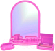 Комплект мебели для ванной Европласт Елена / 00001195 (розовый) - 