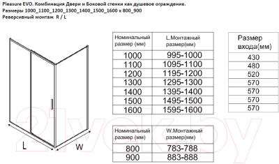 Душевой уголок Aquanet Pleasure Evo 100 / AE65-100x80-BT (черный анодированный)