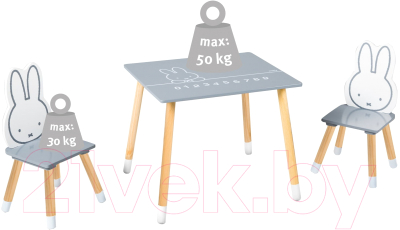 Комплект мебели с детским столом Roba Miffy / 450019D210 (серый/белый/натуральный)