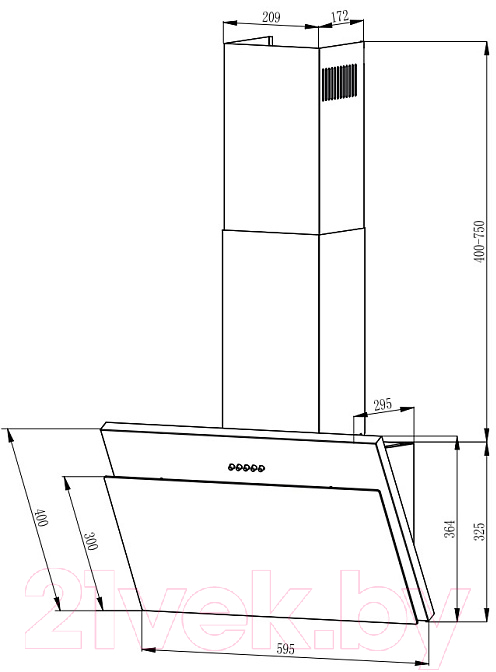 Вытяжка наклонная Evelux Tilda 60 BG