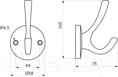 Крючок для одежды AKS Horn (шлифованный никель)