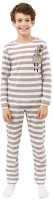 Пижама детская Mark Formelle 563314 (р.128-64, песочно-белая полоска) - 