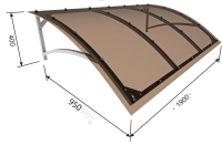 Козырек ИМпласт Скат Цинк 1900х950 Тонированный (с сотовым поликарбонатом 6мм) - 