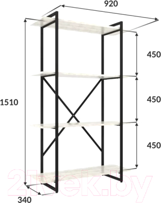 Стеллаж MZ-Profil Gutta 151x92x34см (черный)