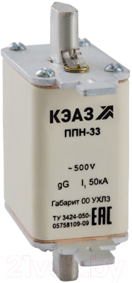 Изображение товара Предохранитель плавкий низковольтный КЭАЗ ППН-33-X3-00-125А-УХЛ3 / 111349