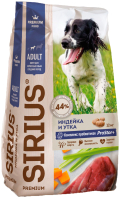 Сухой корм для собак Sirius Для средних пород с индейкой, уткой и овощами (12кг) - 