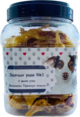 Лакомство для собак O'dog Заячьи уши №1 с филе утки (500г) -