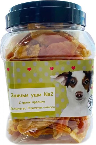 Лакомство для собак O'dog Заячьи уши №2 с филе кролика (500г)