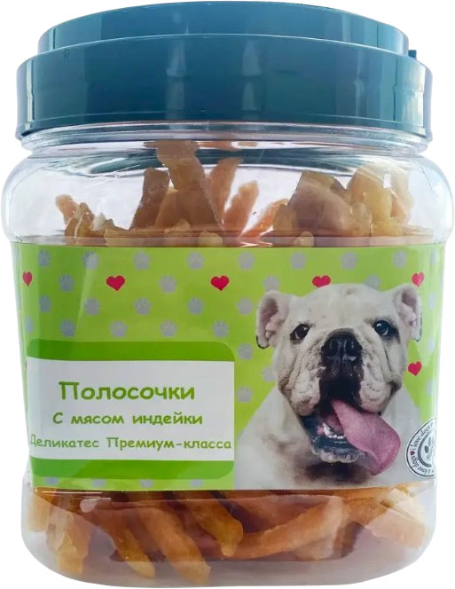 Лакомство для собак O'dog Полосочки с мясом индейки (500г)