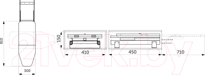 Гладильная доска AKS Встраиваемая 810x300x150