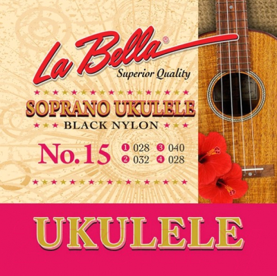 Струны для укулеле La Bella Ukulele 15 / 028-032-040-028 (черный нейлон)