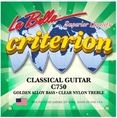 Струны для классической гитары La Bella C750 Gold Medium (нейлон)