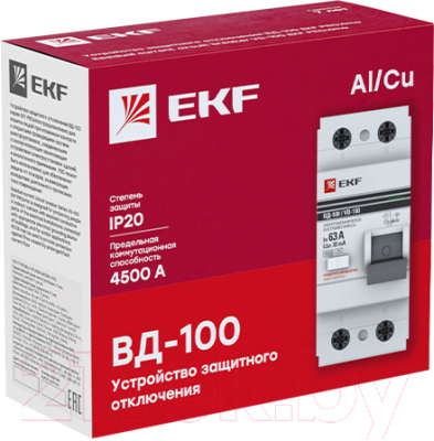 Дифференциальный автомат EKF PROxima 2п 63А 300мА / elcb-2-63-300-em-pro